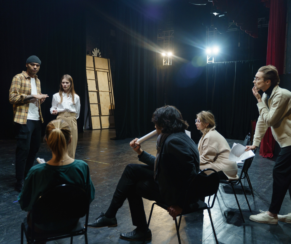 Amateur theatre group rehersing