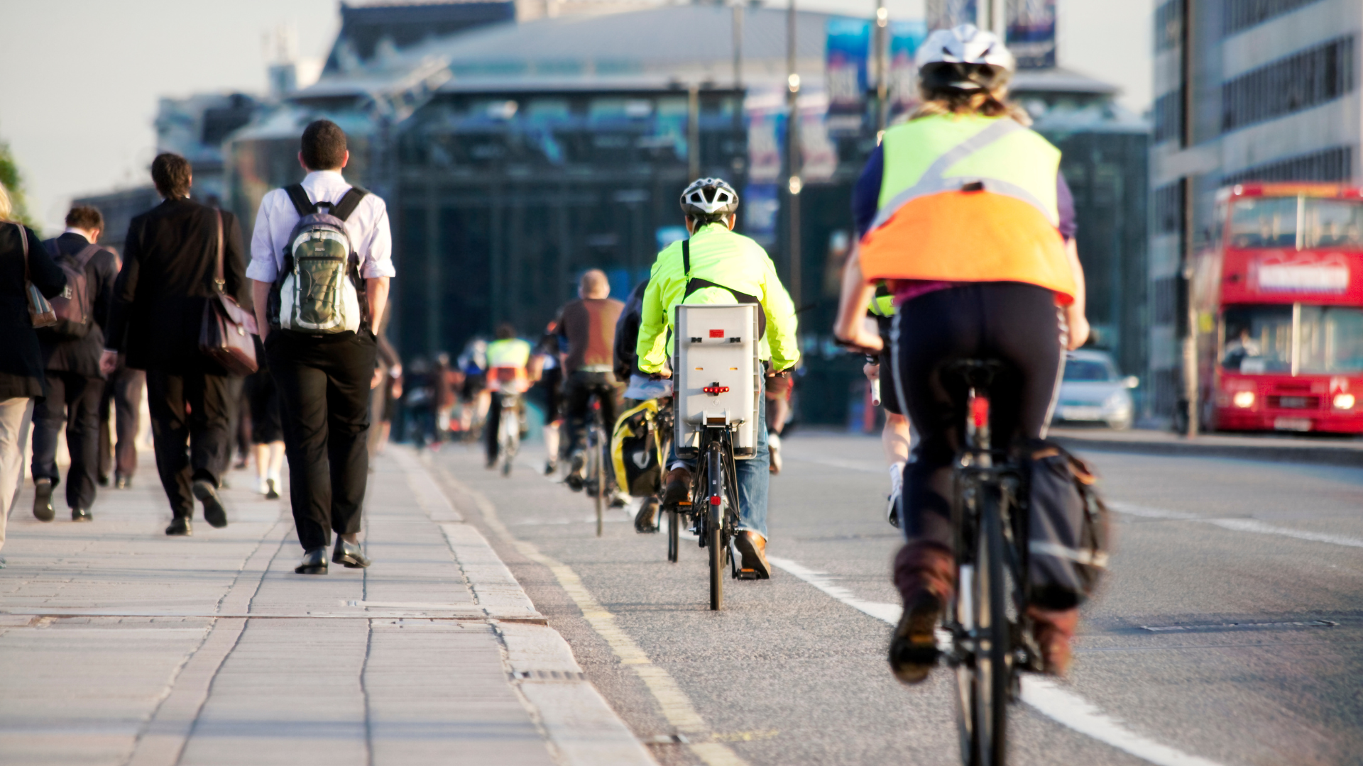 People walking and cycling 