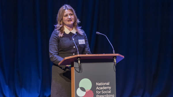 Charlotte Osborn-Forde, incoming CEO at NASP, speaking at the Social Prescribing Show 2023