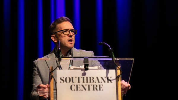 James Sanderson delivering the keynote speech
