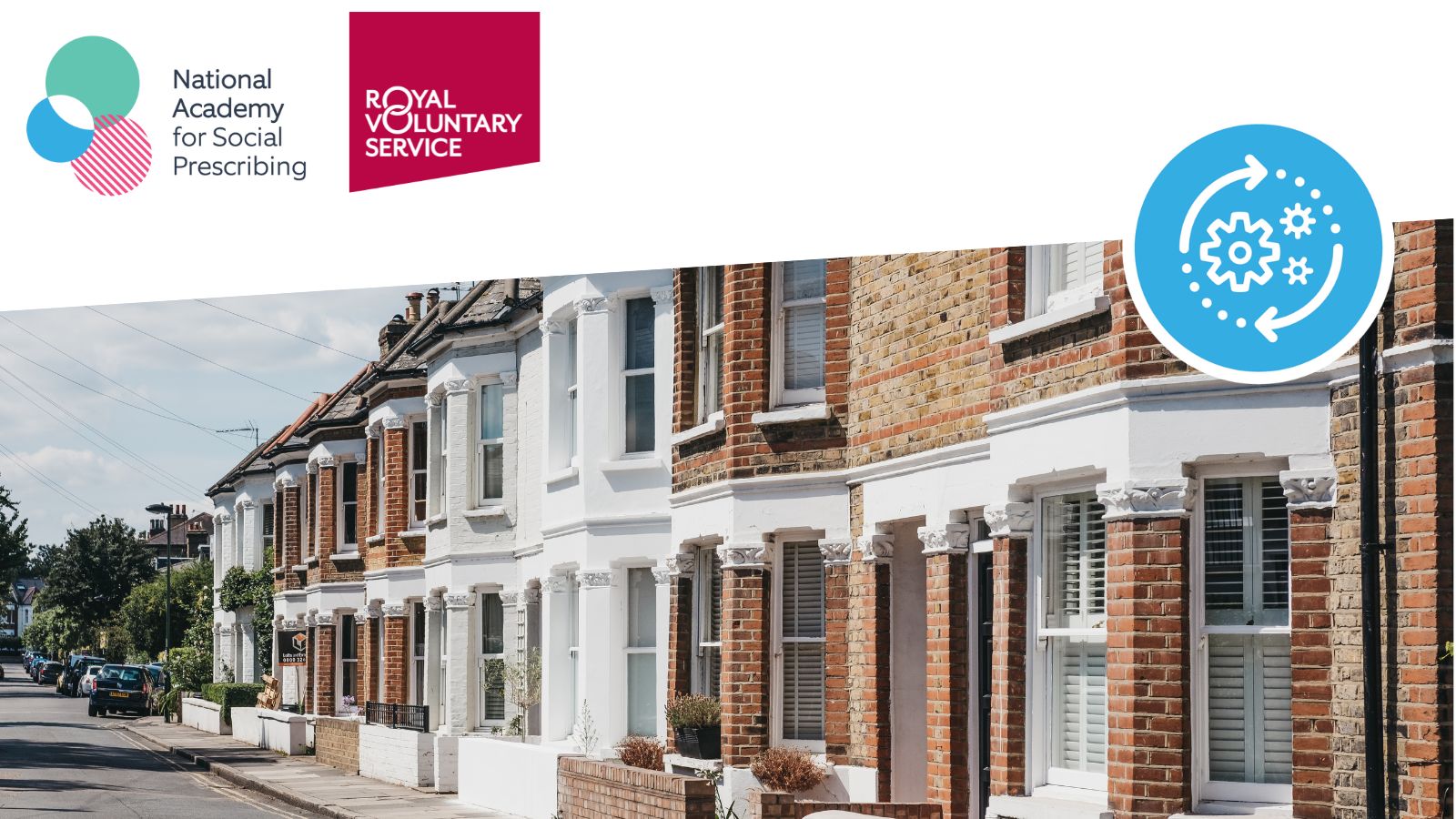 A row of terrace houses and the logos of NASP and RVS