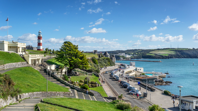 Plymouth sea front on a sunny day